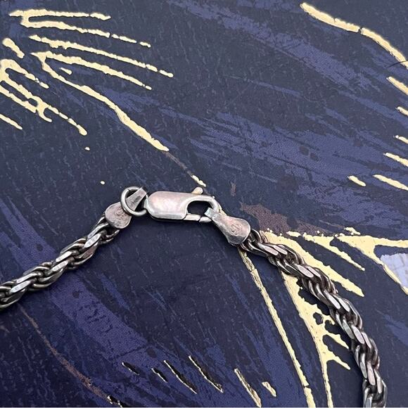 Vintage 80s Thick Unisex 925 Sterling Silver Twisted Rope Bracelet A3 - Picture 7 of 9
